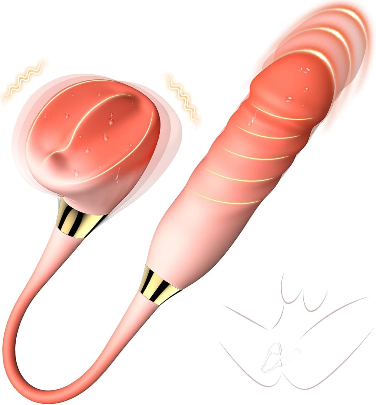 Orange silicone dual-probe clit and g-spot vibrator, photo 1