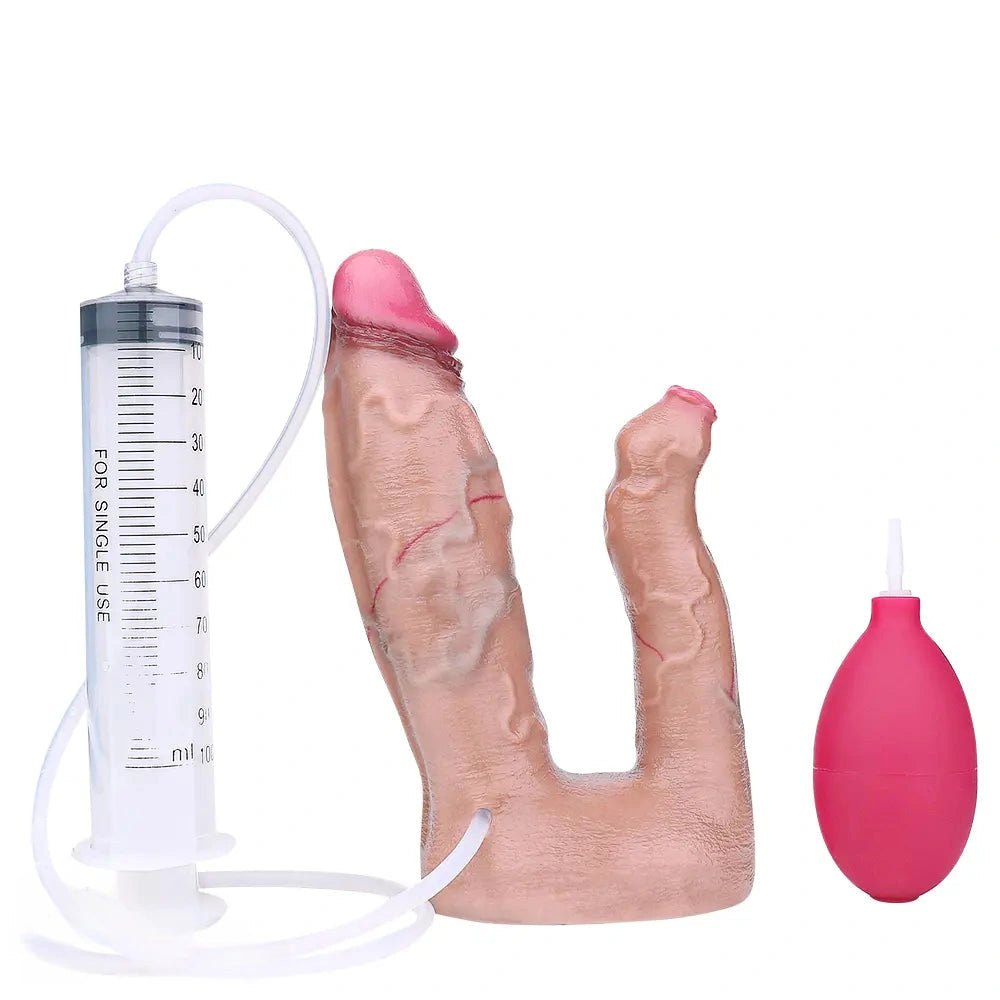 Flesh tone dual shaft silicone dildo, photo 1