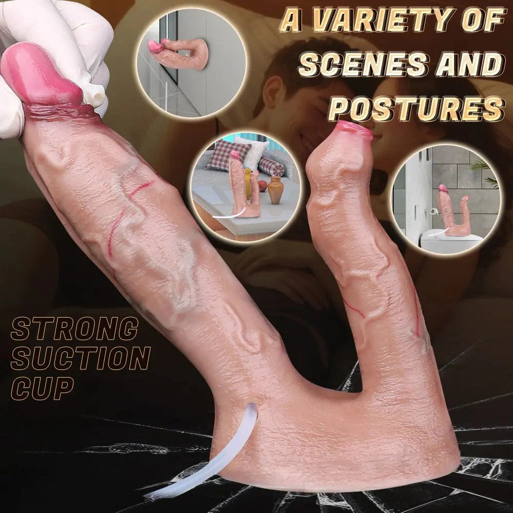 Flesh tone dual shaft silicone dildo, photo 10