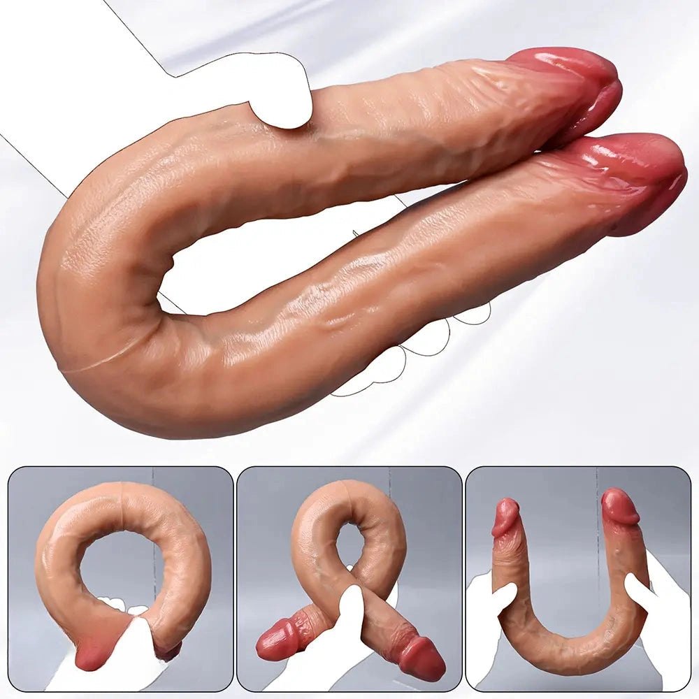 Flesh silicone dual-sided dildo, photo 11