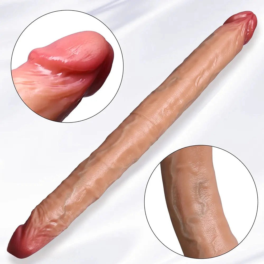 Flesh silicone dual-sided dildo, photo 13