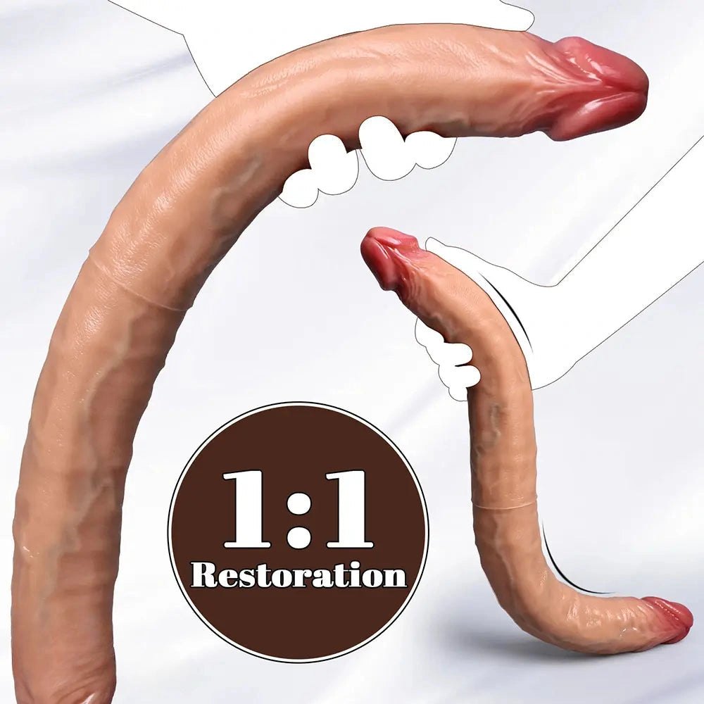 Flesh silicone dual-sided dildo, photo 14
