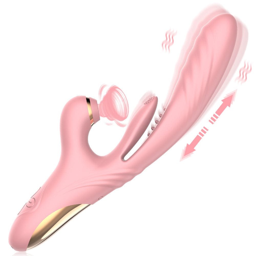 Pink dual stimulation clitoral suction vibrator