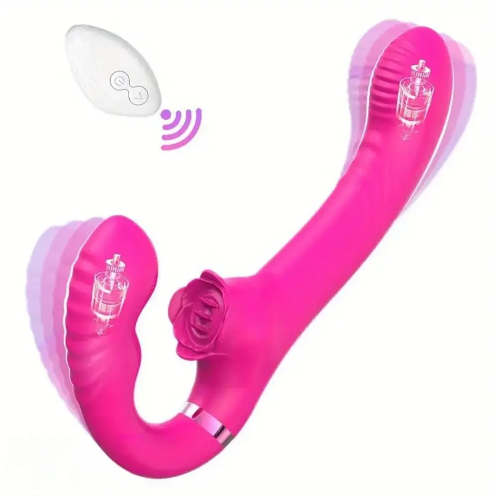 Pink dual stimulation rabbit vibrator with remote