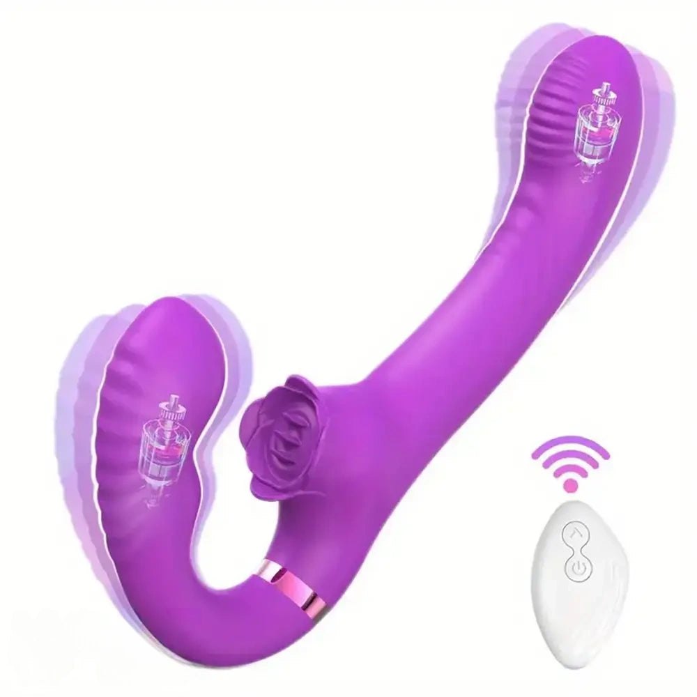 Purple dual stimulation rabbit vibrator with remote