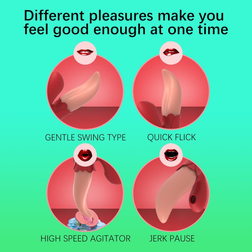 Red dual suction and tongue-licking vibrator with finger loop, photo 5