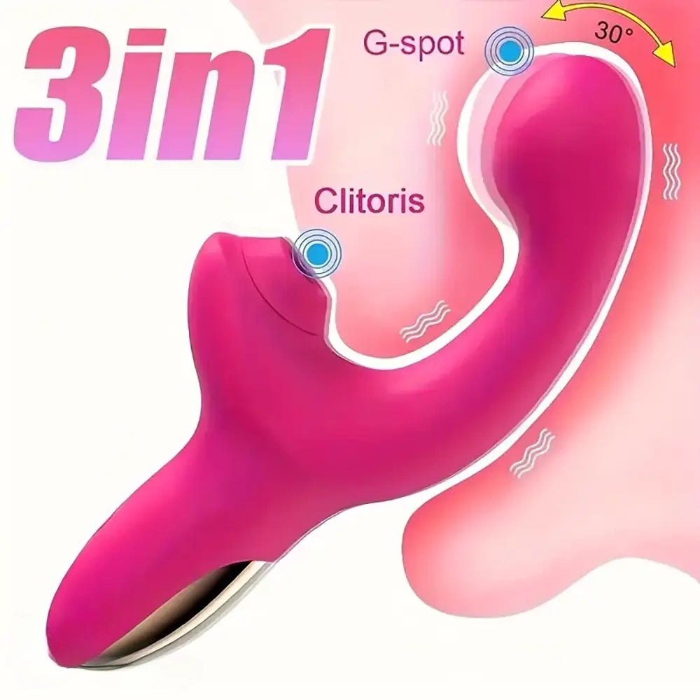 Pink silicone rabbit vibrator with clitoral arm