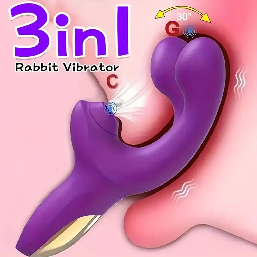 Purple silicone rabbit vibrator with clitoral arm