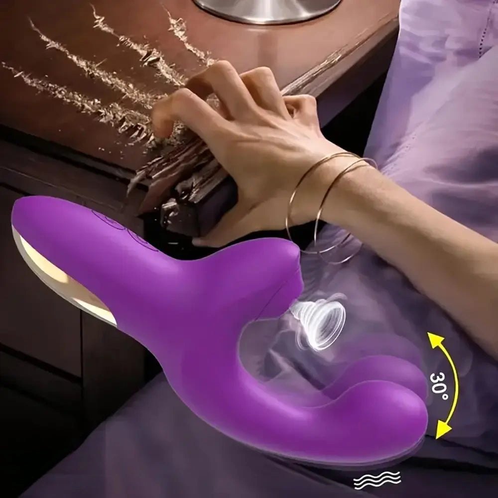 Silicone rabbit vibrator with clitoral arm, photo 4