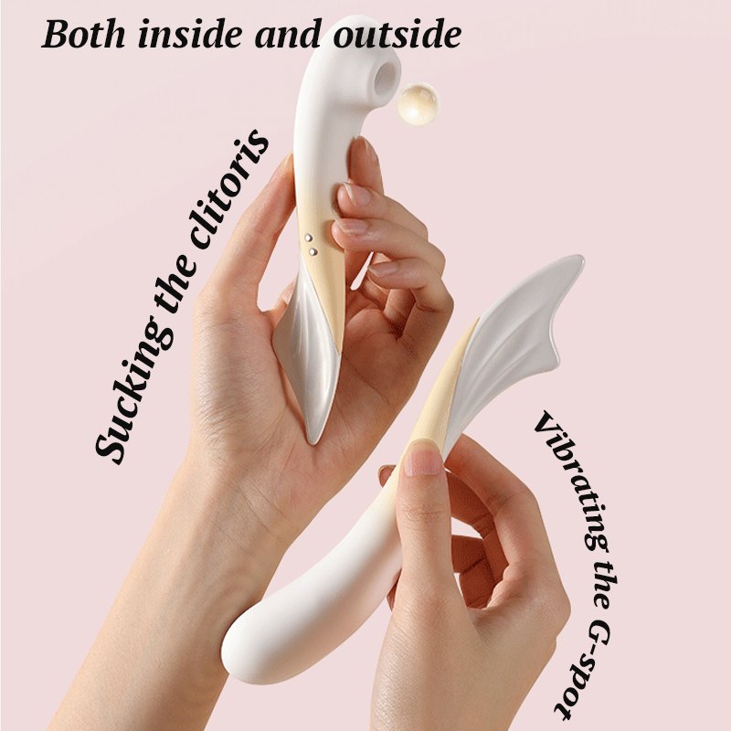 White shell-shaped suction and g-spot vibrator set, photo 5