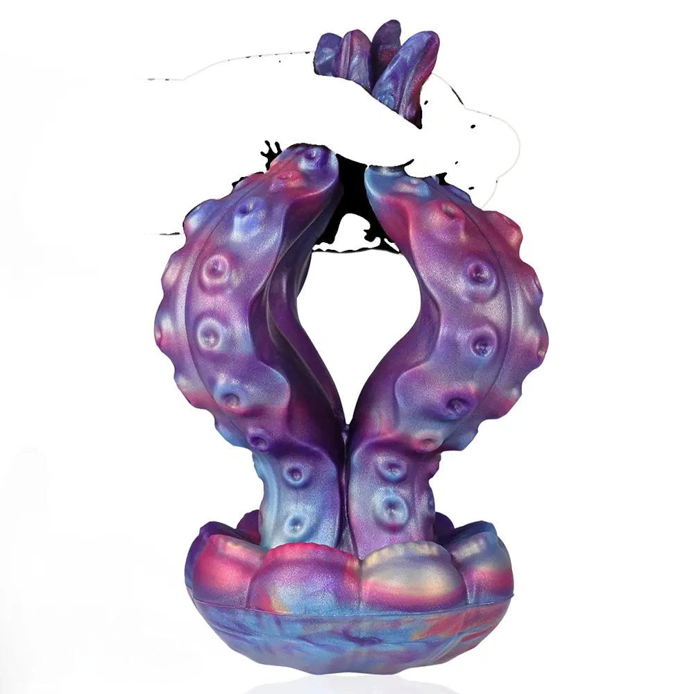 Tentacle-shaped fantasy silicone dildo with dual tapered arms, photo 10