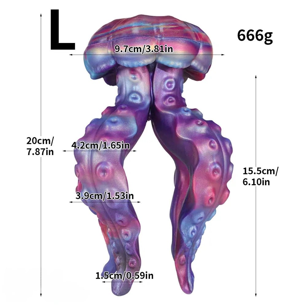 Tentacle-shaped fantasy silicone dildo with dual tapered arms, photo 15