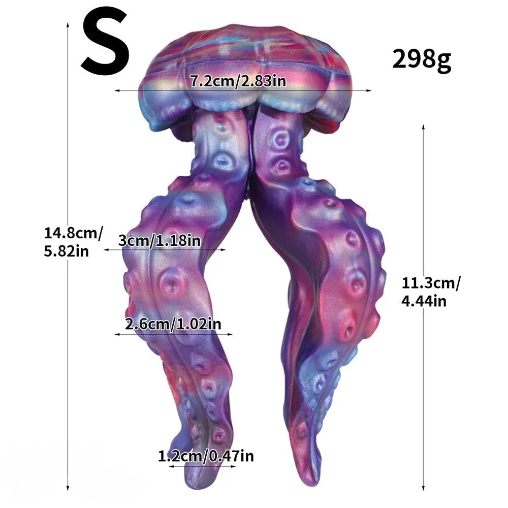 Tentacle-shaped fantasy silicone dildo with dual tapered arms, photo 16
