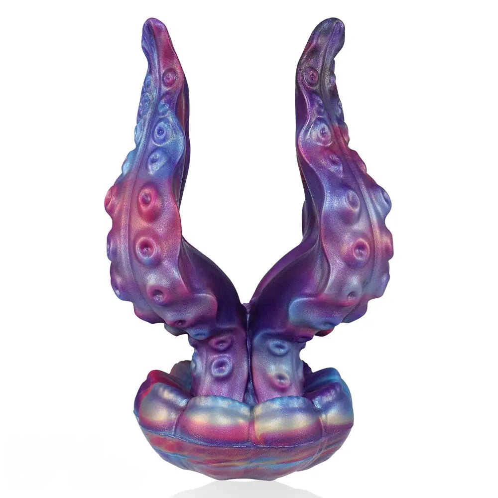 Tentacle-shaped fantasy silicone dildo with dual tapered arms, photo 4