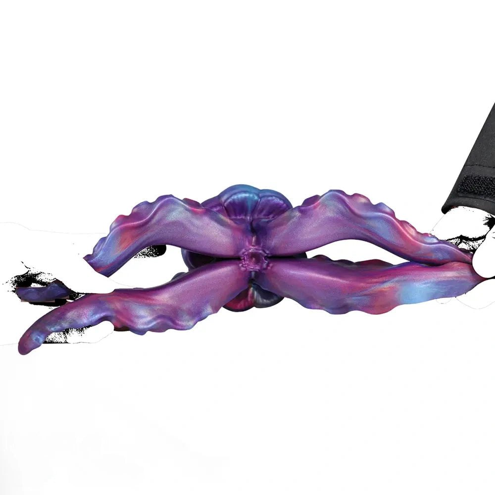 Tentacle-shaped fantasy silicone dildo with dual tapered arms, photo 9