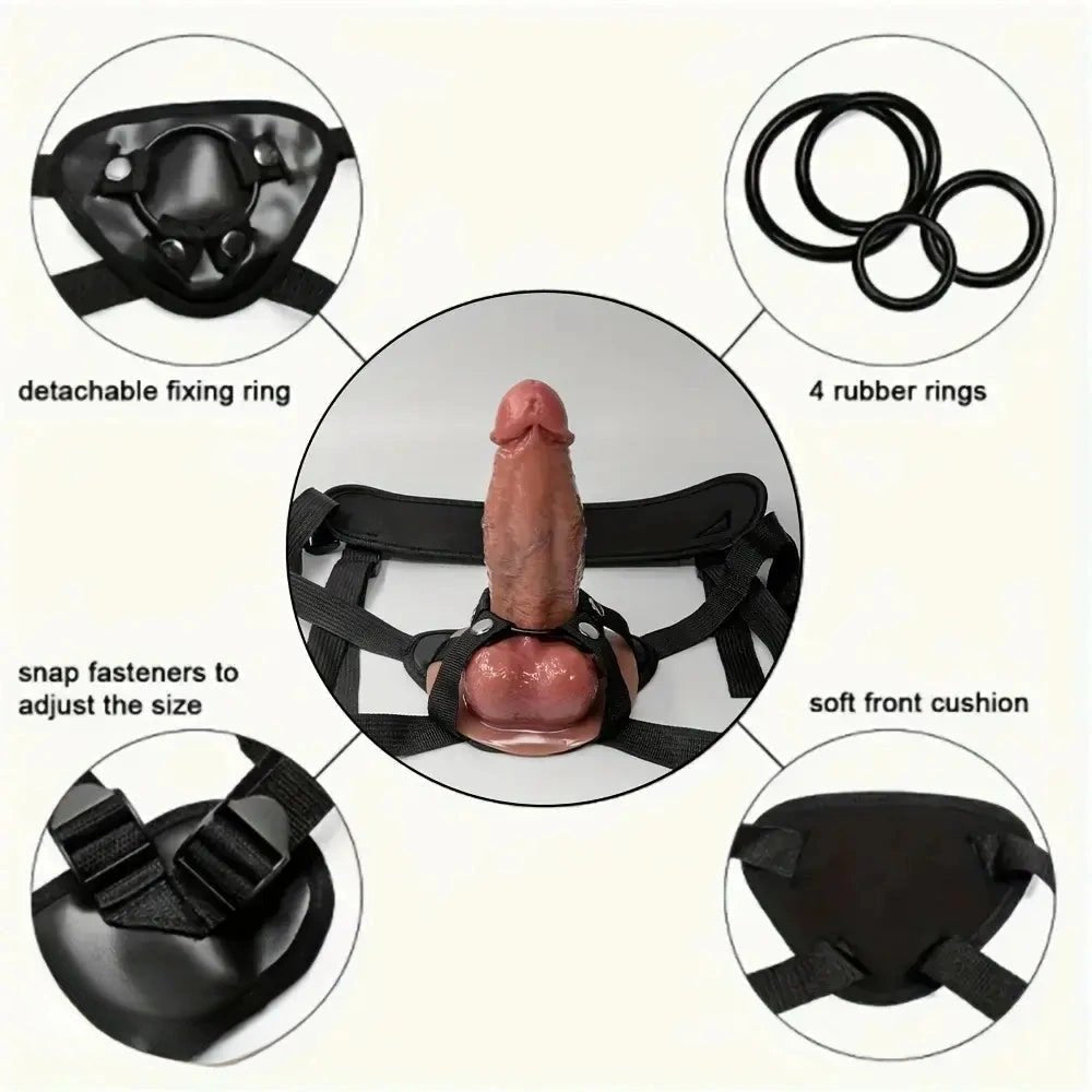Flesh tone dual-tone strap-on harness dildo, photo 13