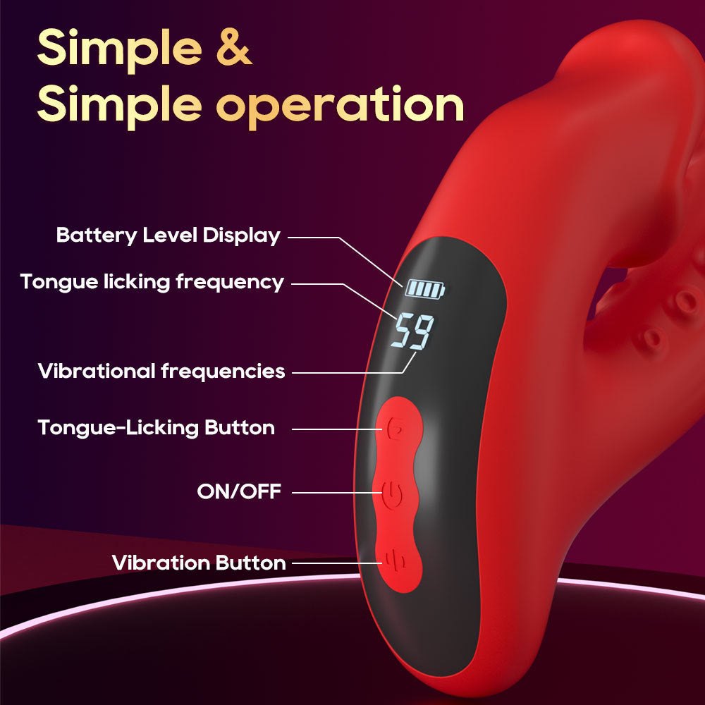 Red dual tongue licking rabbit vibrator, photo 8