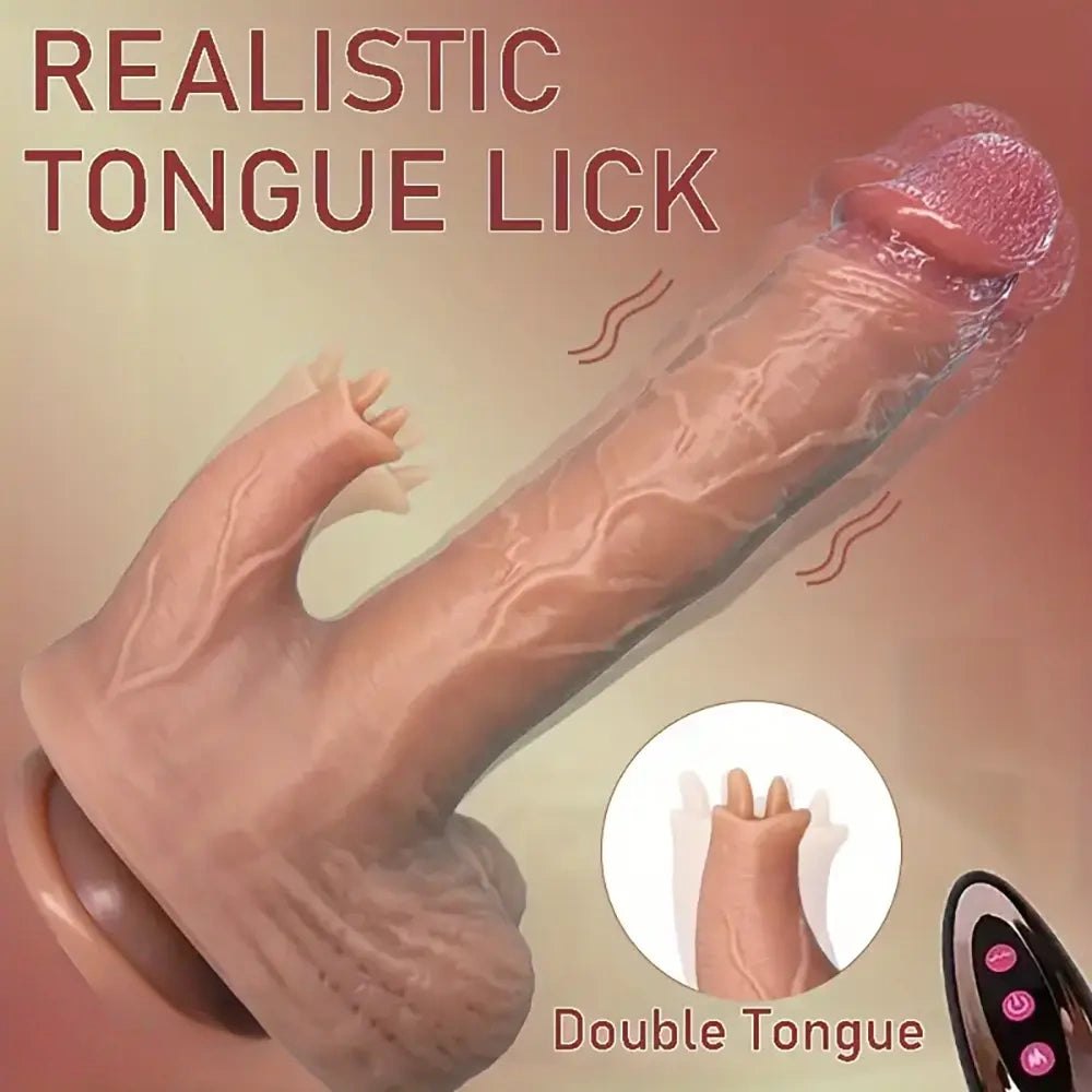Brown dual tongue thrusting dildo, photo 1