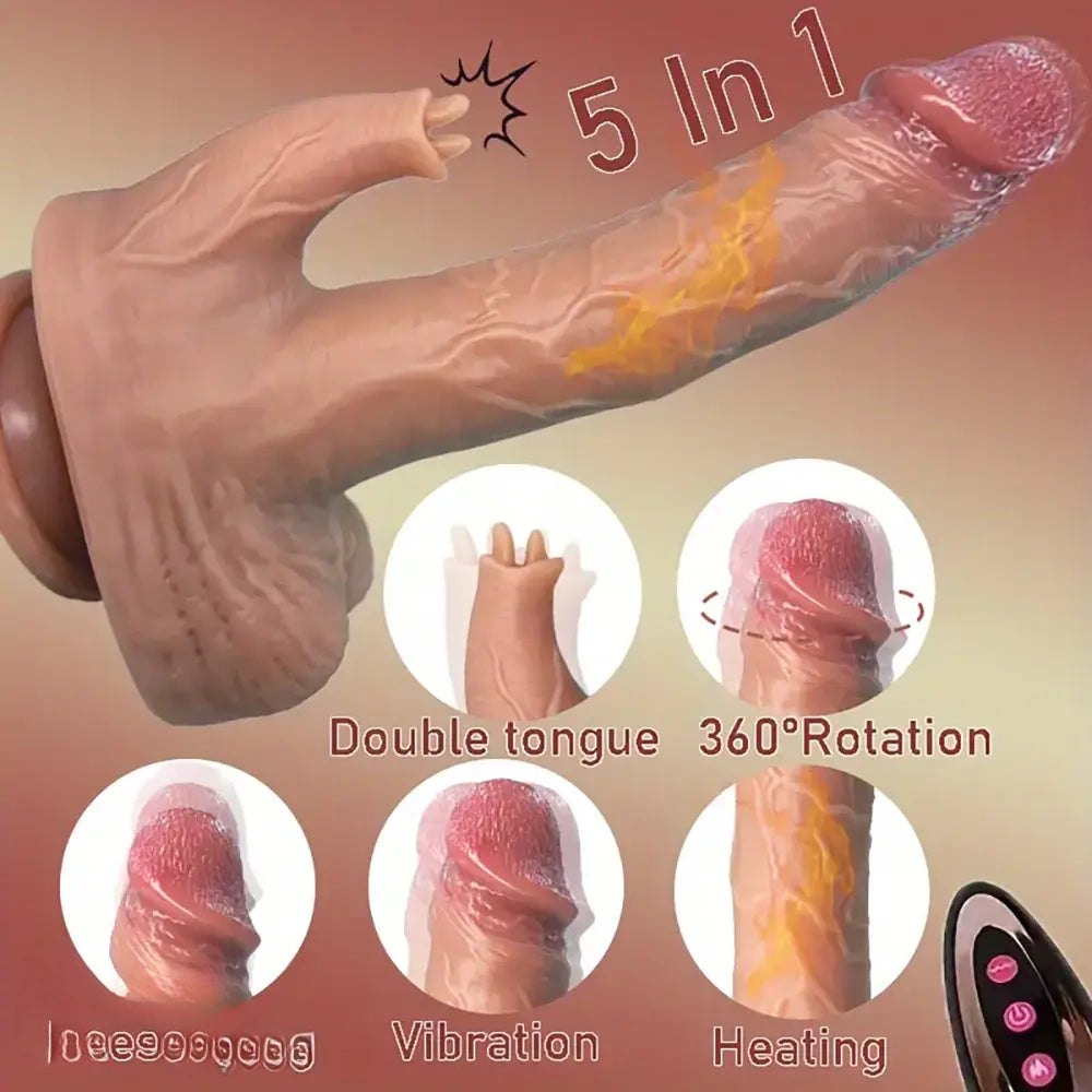 Brown dual tongue thrusting dildo, photo 7