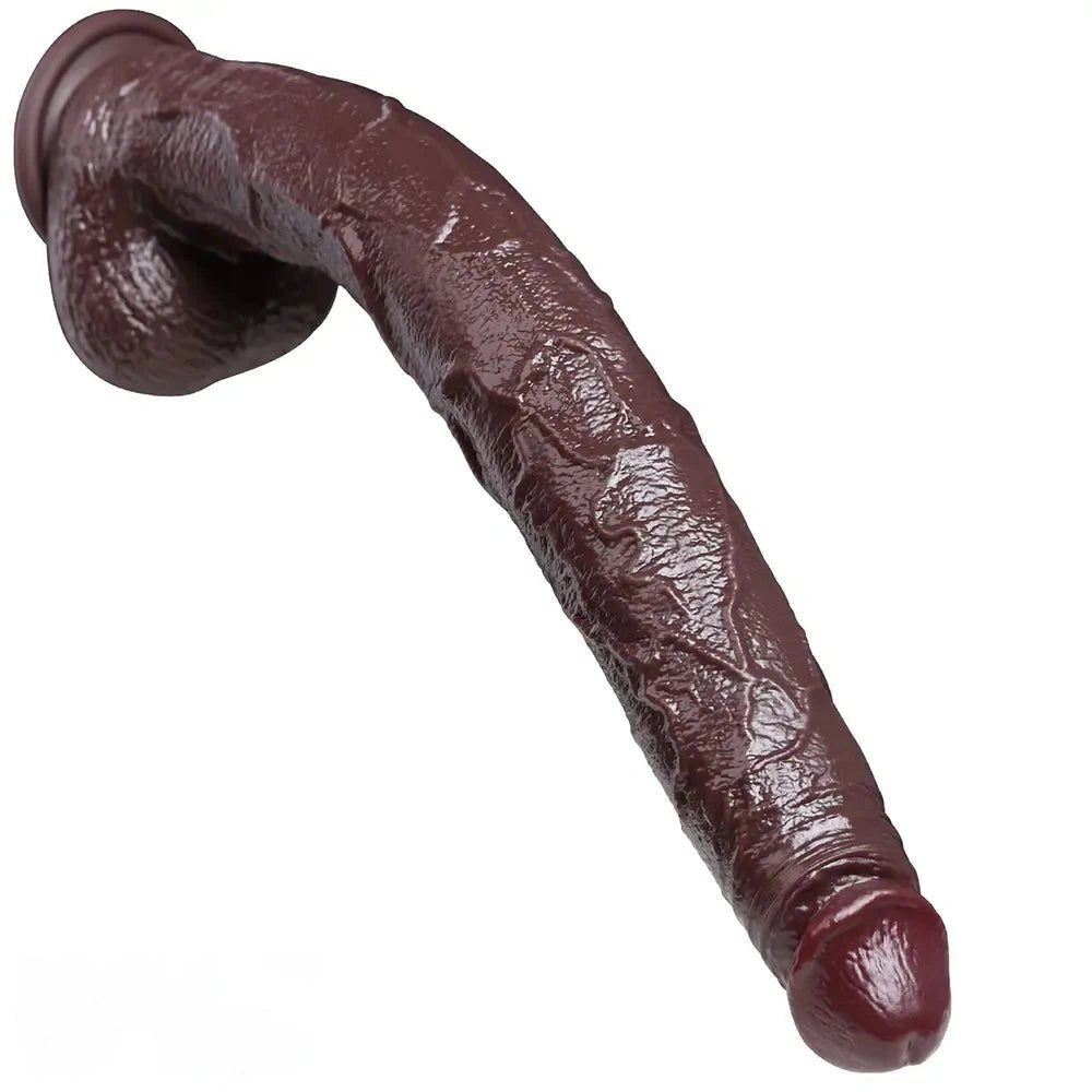 Ebony curved thick silicone dildo, photo 1