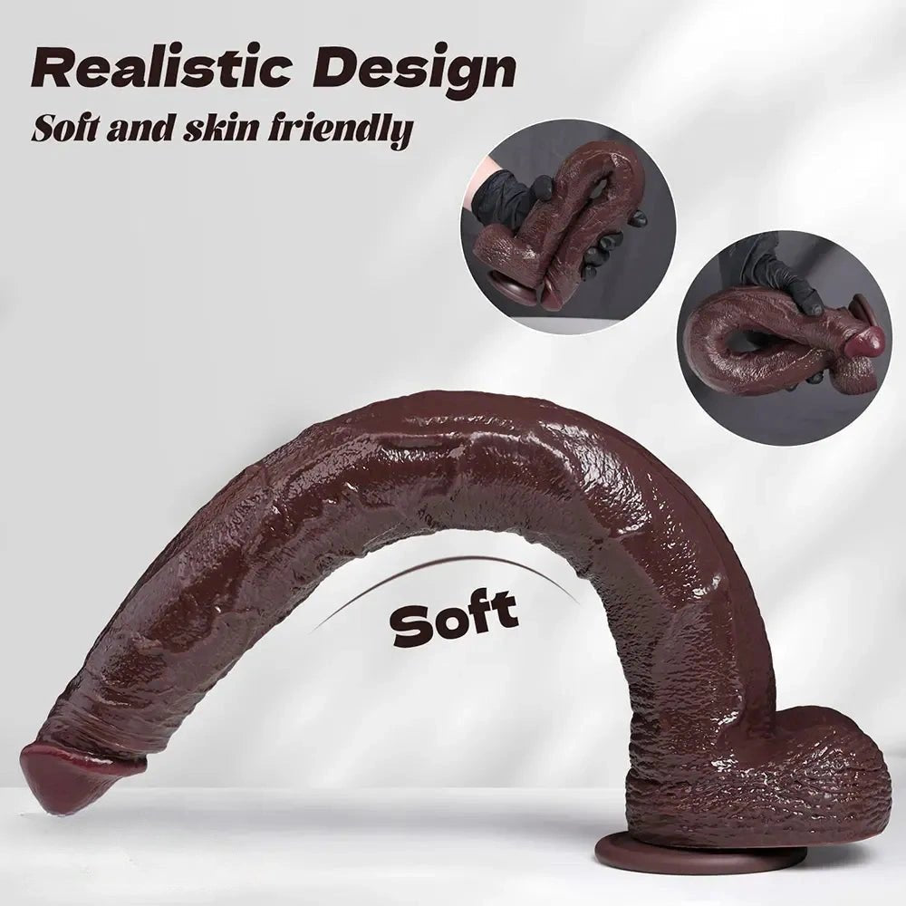 Ebony curved thick silicone dildo, photo 10
