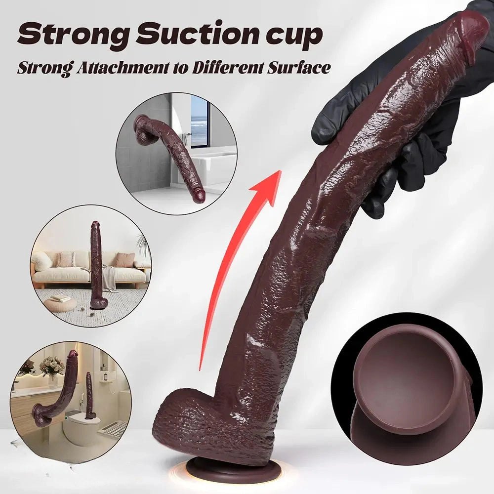 Ebony curved thick silicone dildo, photo 11