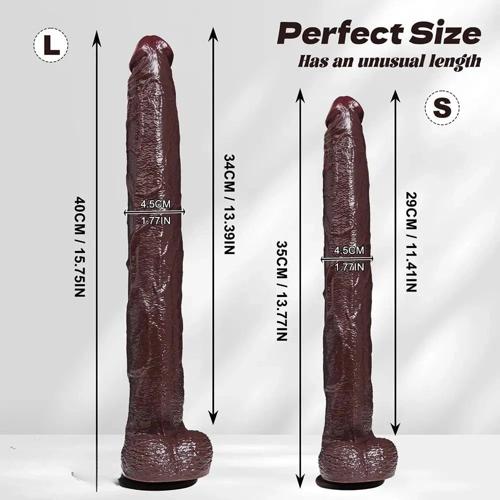 Ebony curved thick silicone dildo, photo 12