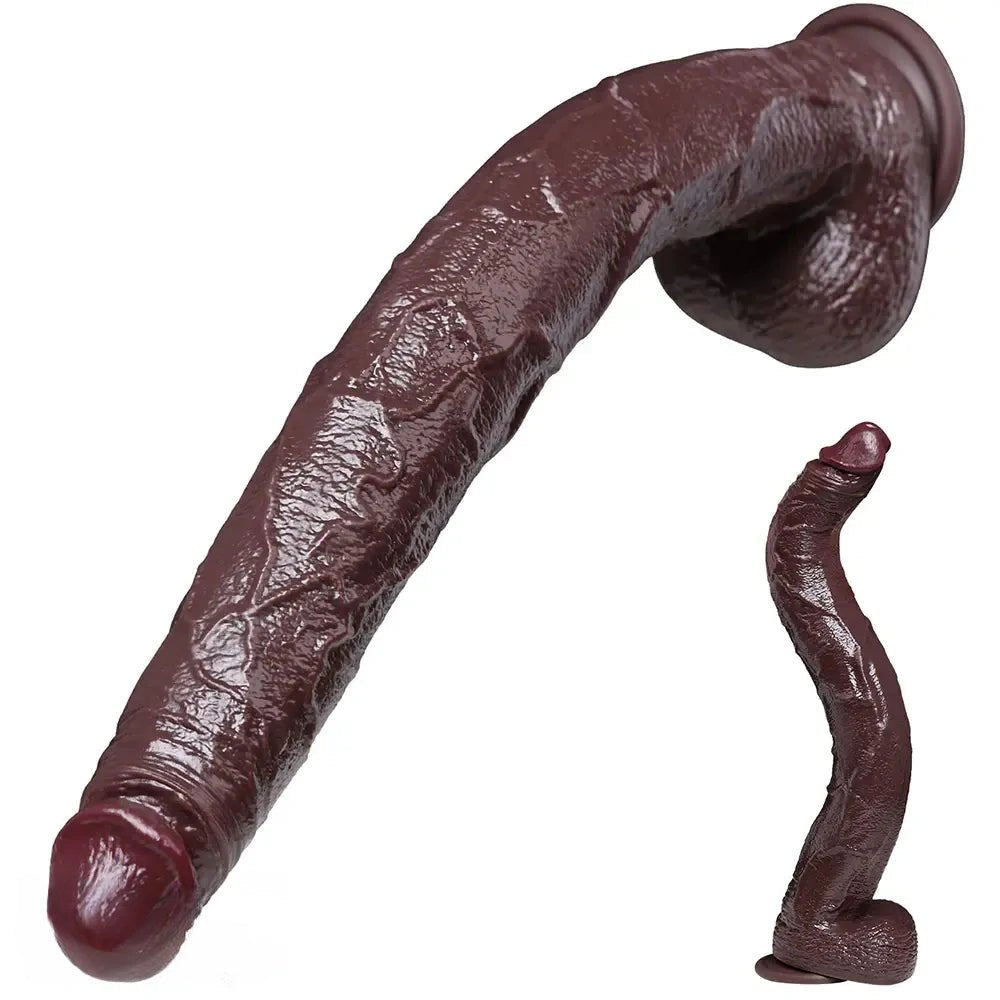 Ebony curved thick silicone dildo, photo 13