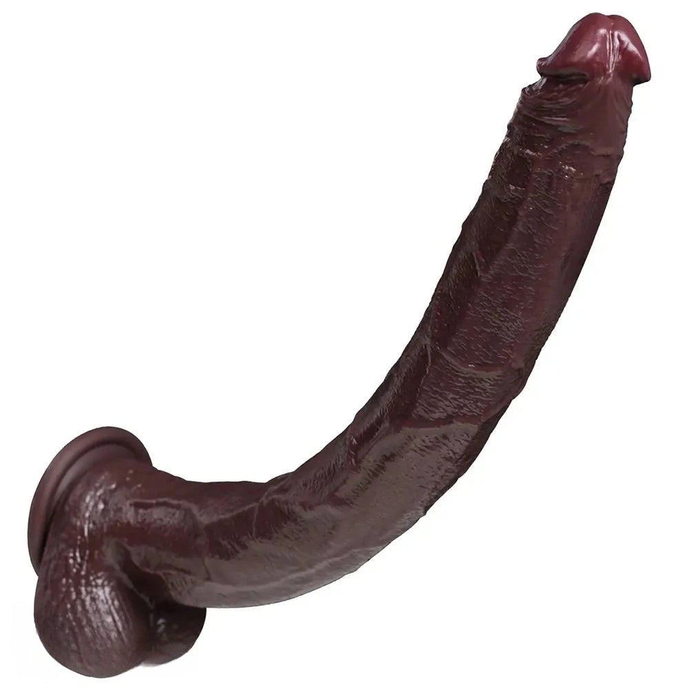 Ebony curved thick silicone dildo, photo 14