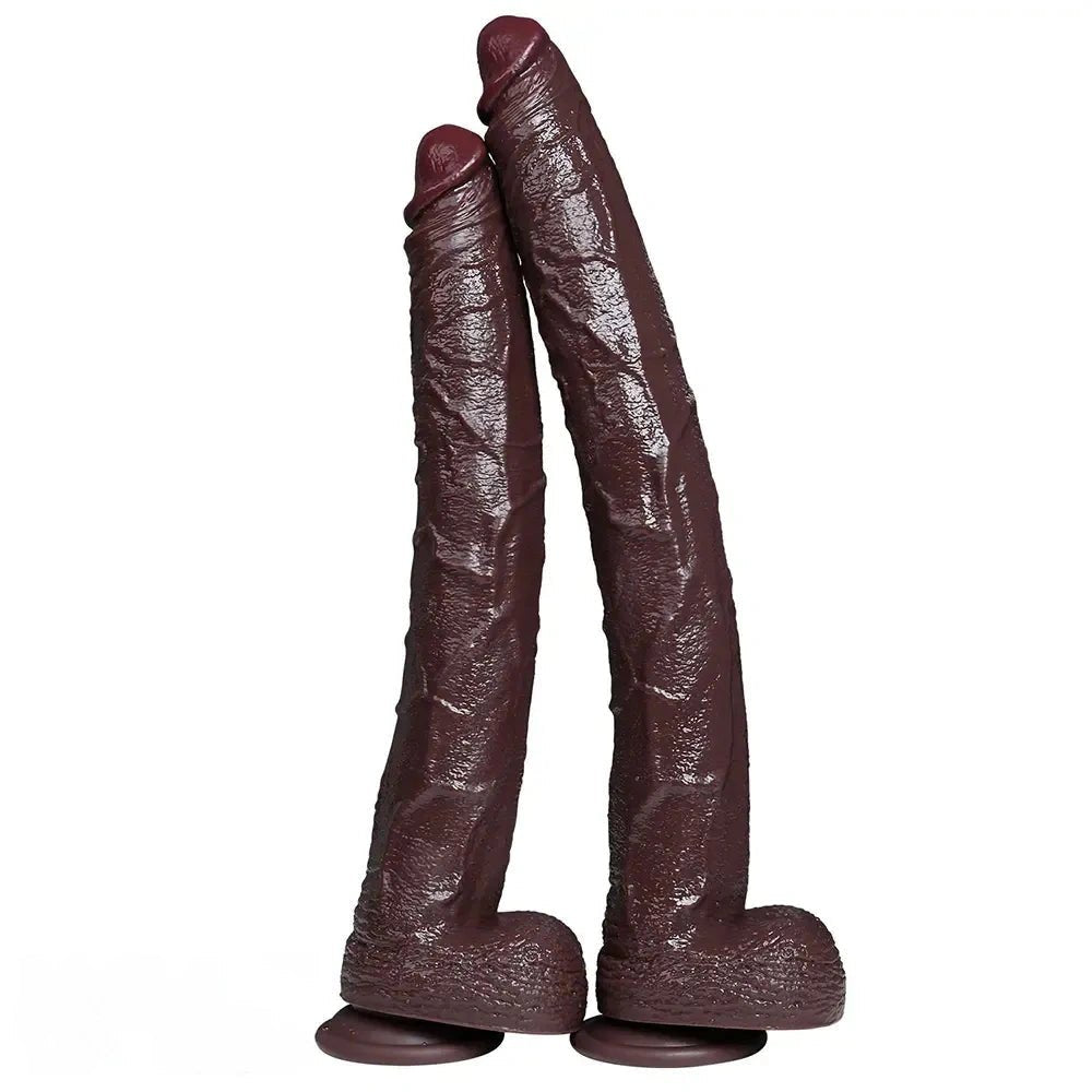 Ebony curved thick silicone dildo, photo 2