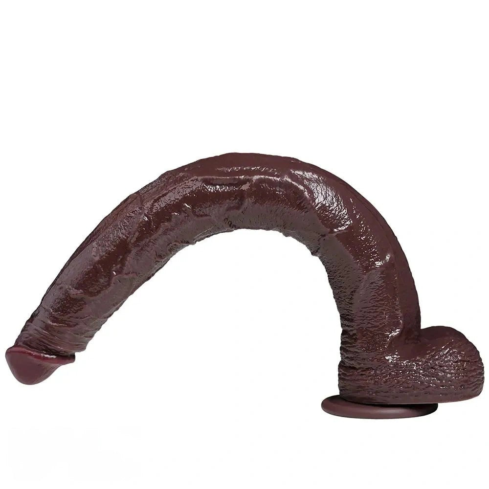 Ebony curved thick silicone dildo, photo 5