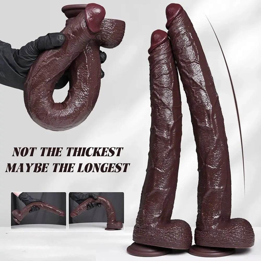 Ebony curved thick silicone dildo, photo 6