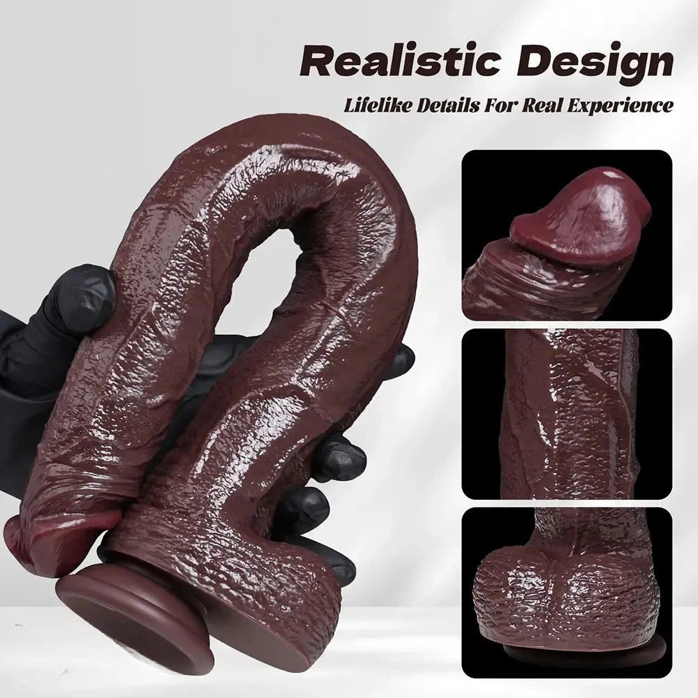 Ebony curved thick silicone dildo, photo 8