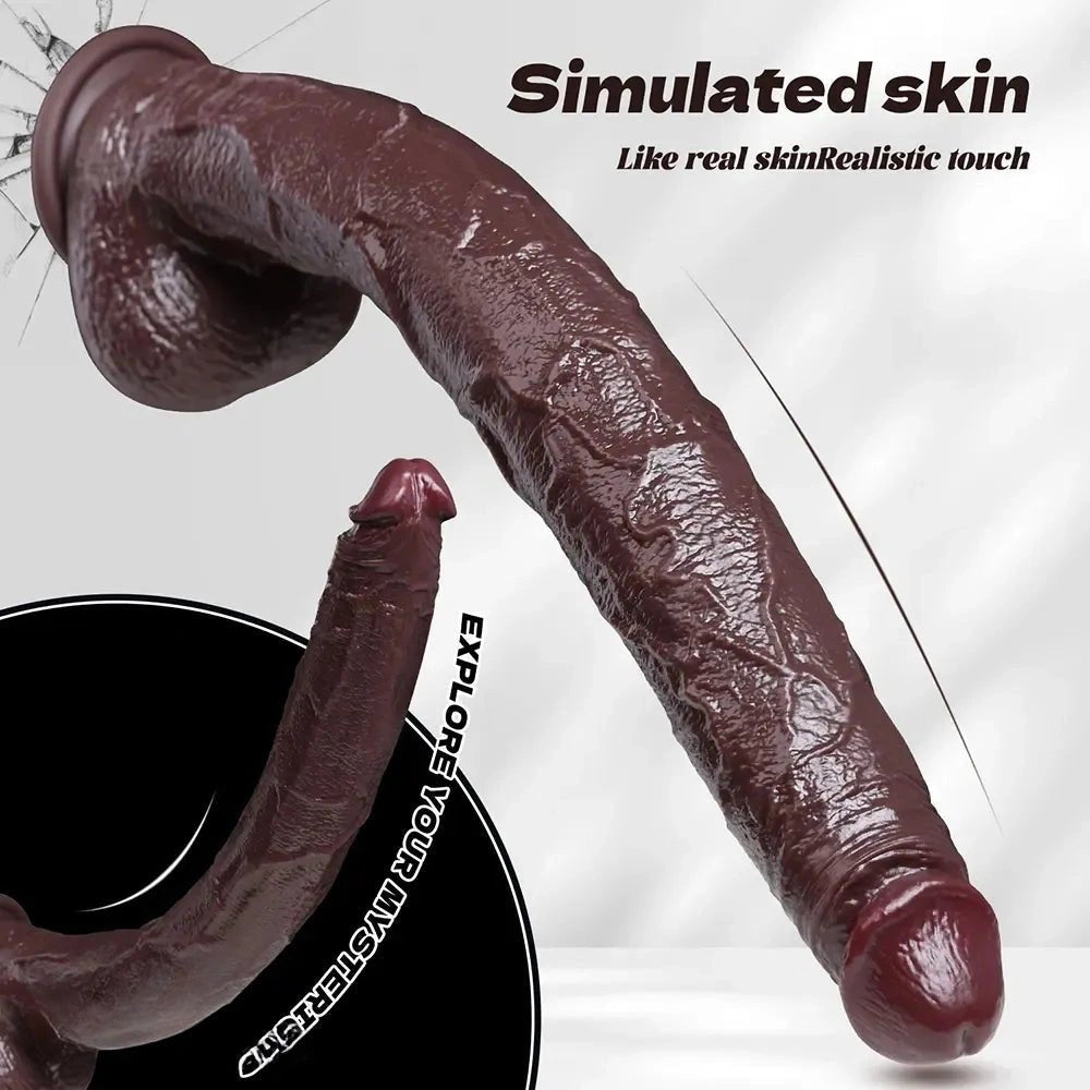 Ebony curved thick silicone dildo, photo 9
