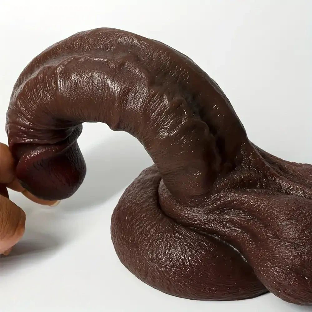 Dark coffee tone flexible silicone dildo, photo 2