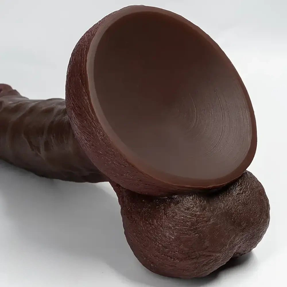 Dark coffee tone flexible silicone dildo, photo 3