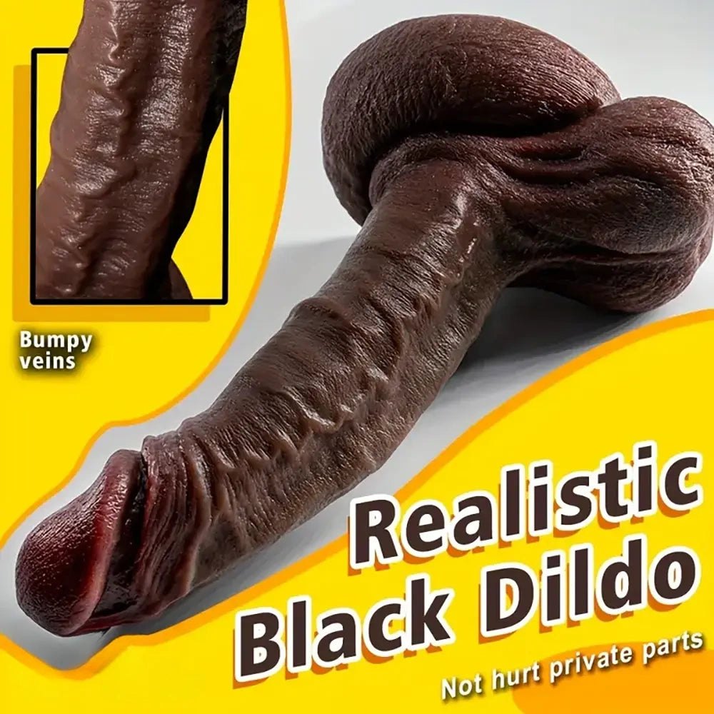 Dark coffee tone flexible silicone dildo, photo 4