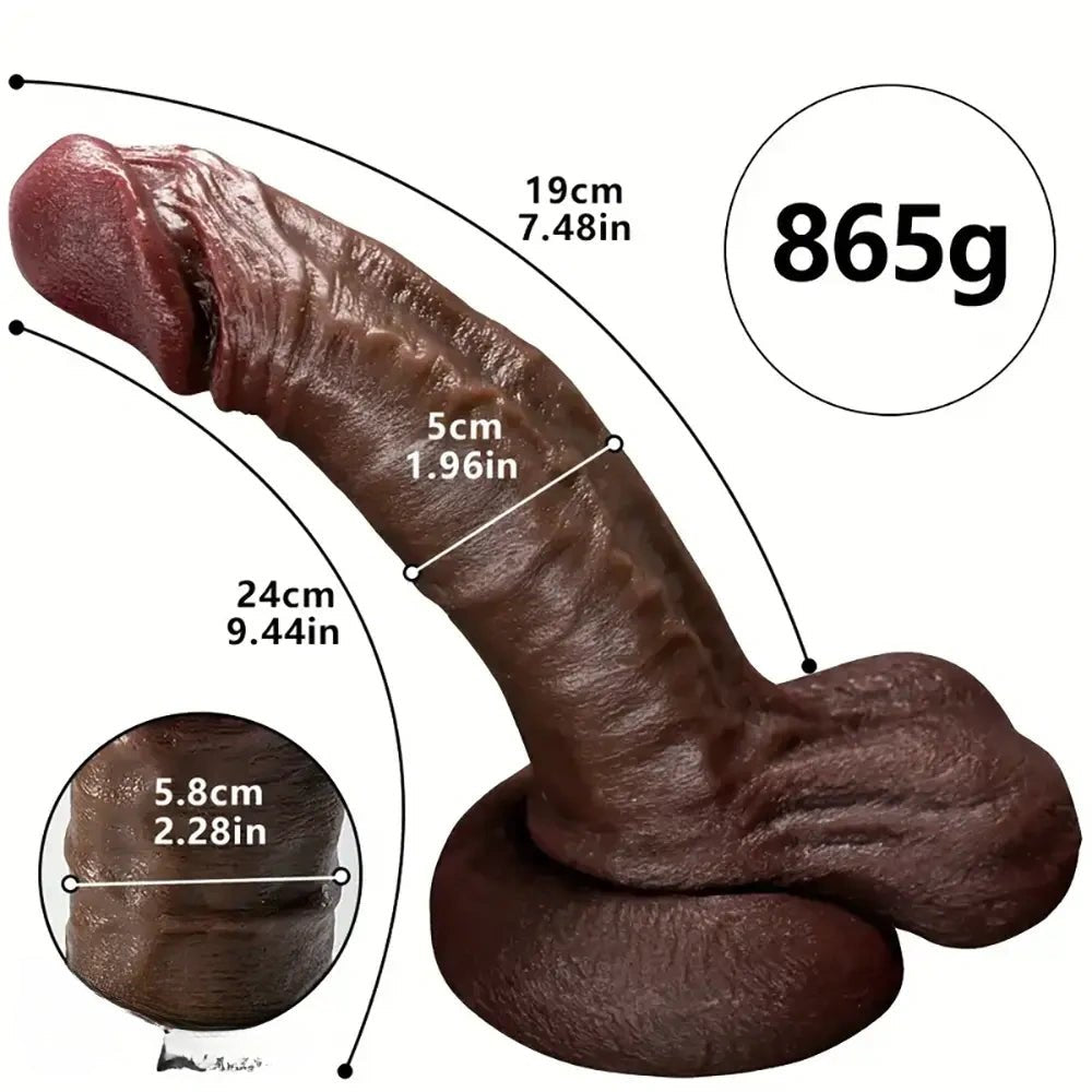 Dark coffee tone flexible silicone dildo, photo 5