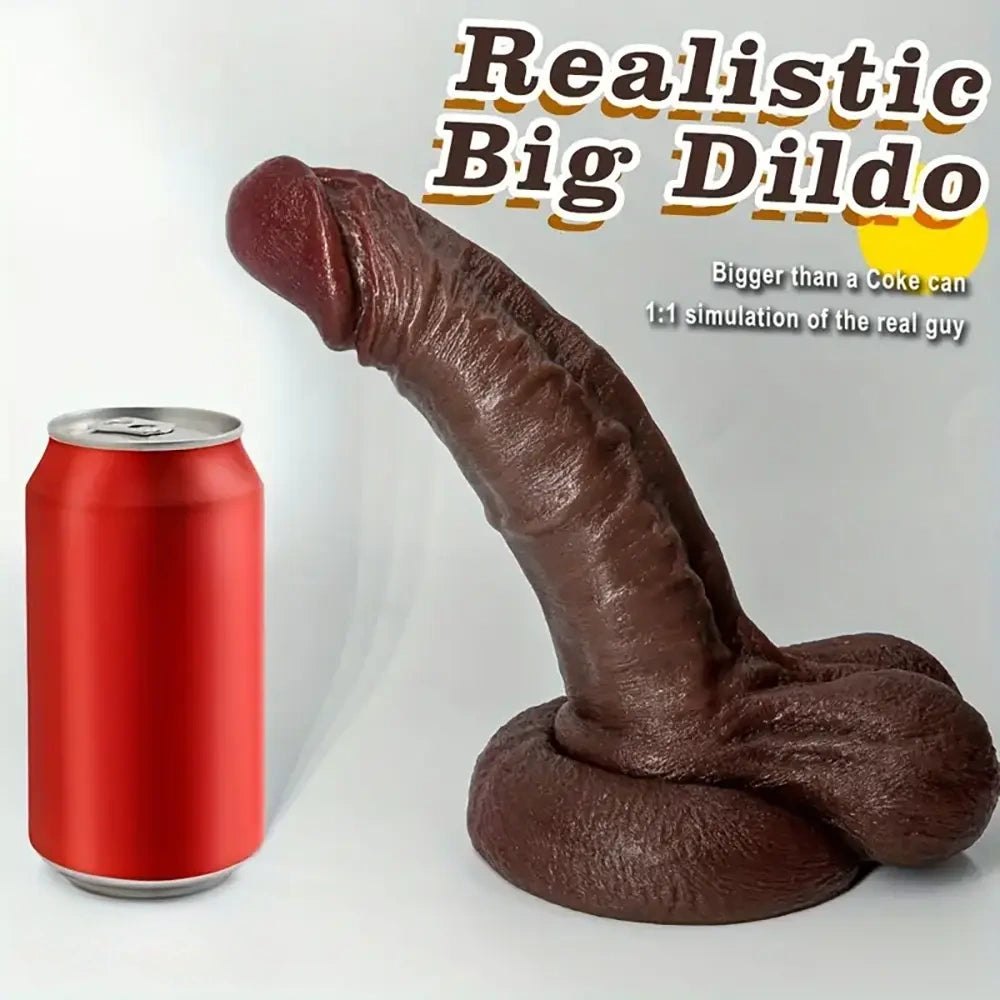 Dark coffee tone flexible silicone dildo, photo 6