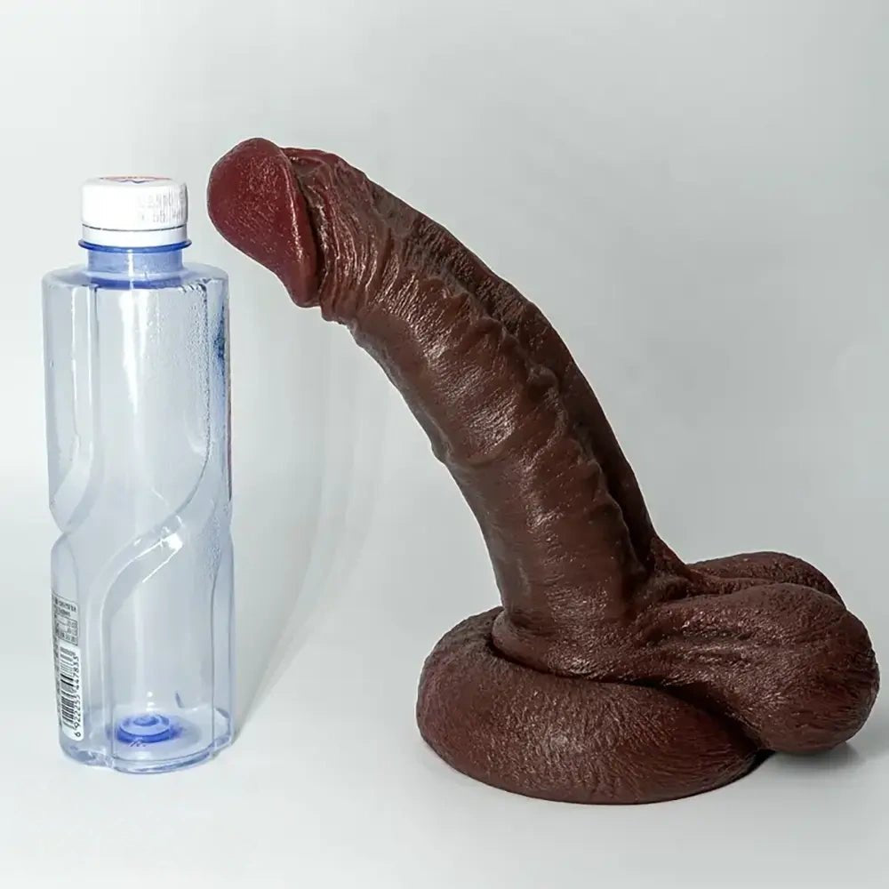Dark coffee tone flexible silicone dildo, photo 7