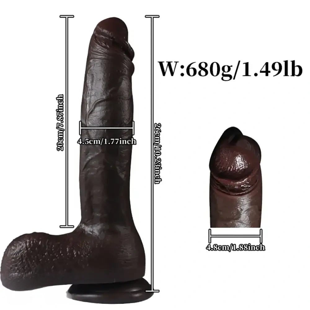 Ebony wrinkled texture pvc realistic dildo, photo 2