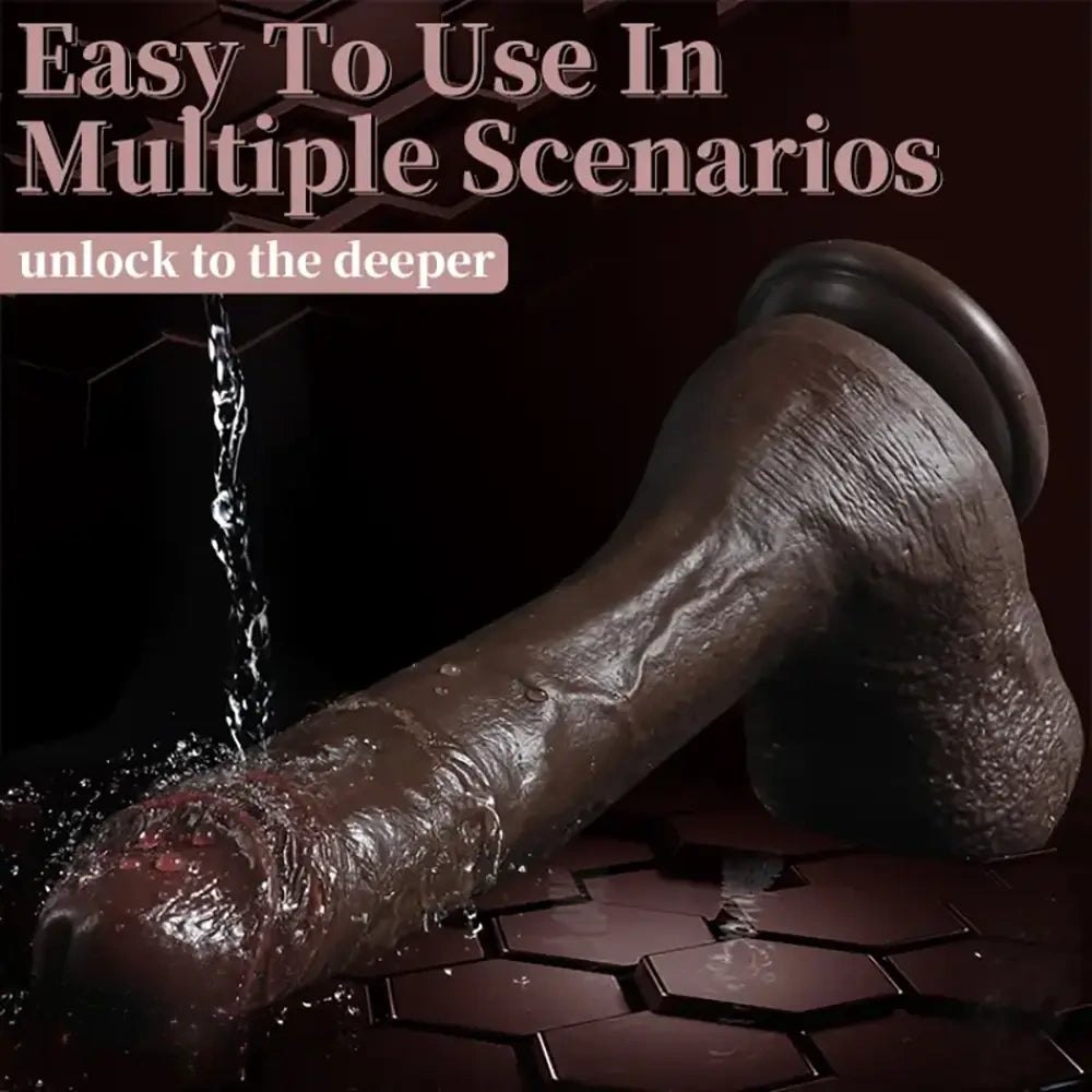 Ebony wrinkled texture pvc realistic dildo, photo 5