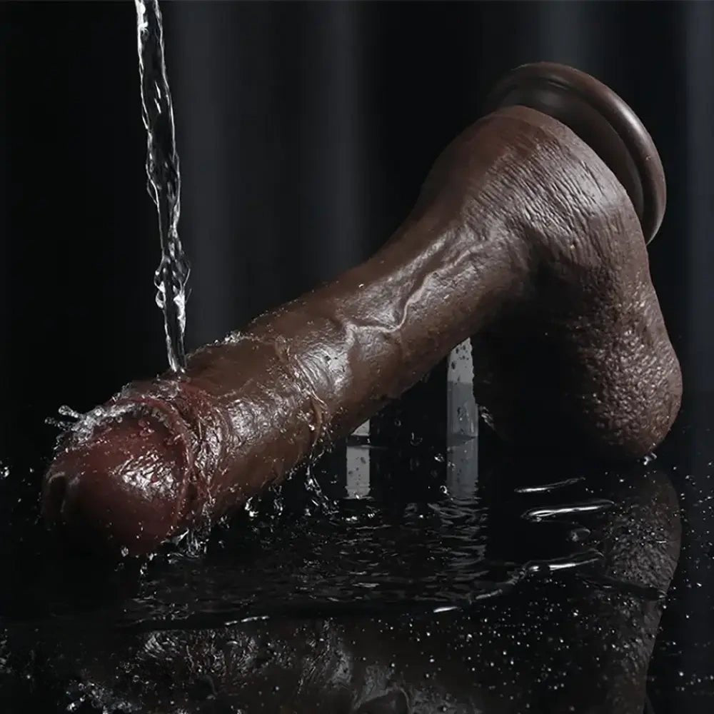 Ebony wrinkled texture pvc realistic dildo, photo 8