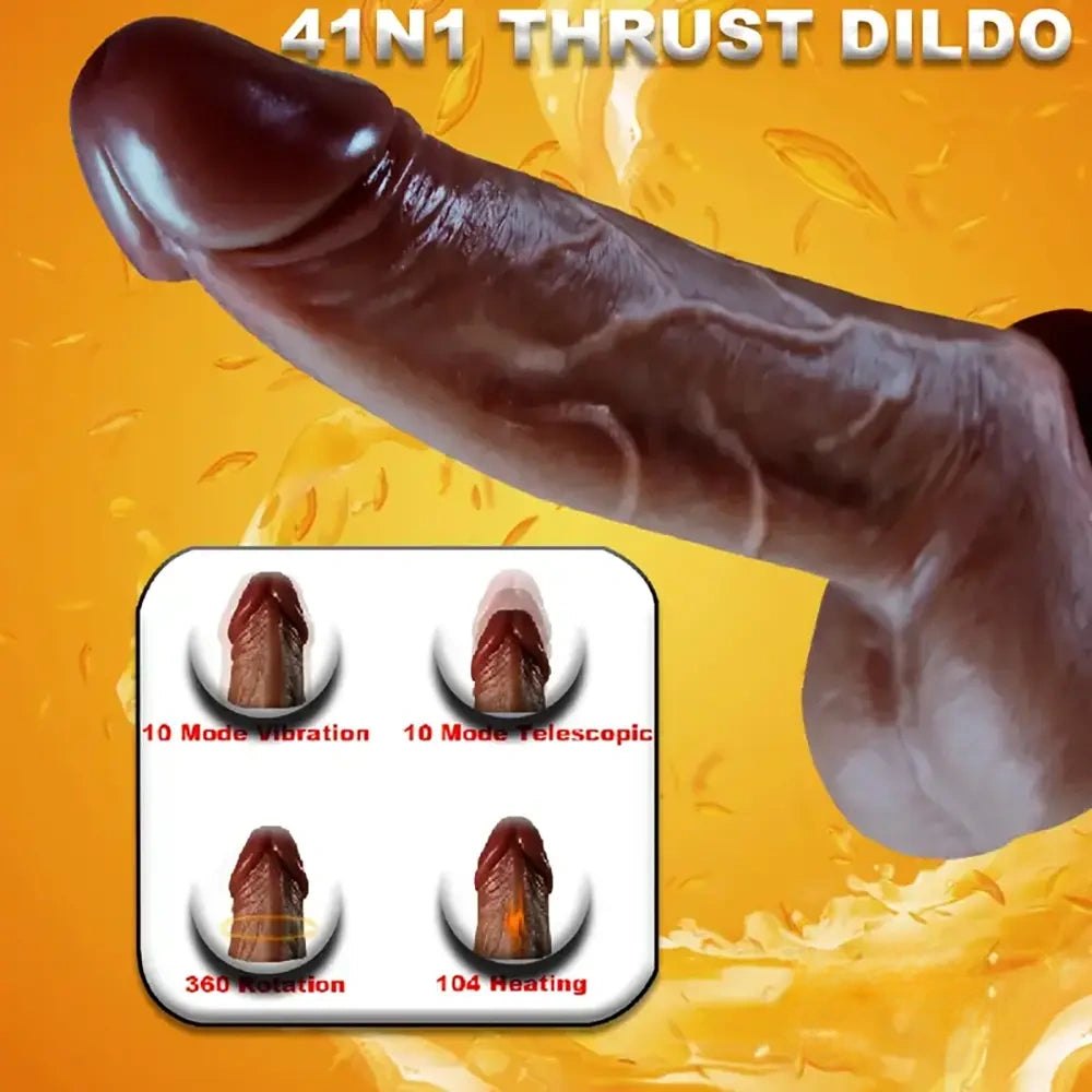 Ebony silicone vibrating thrusting dildo with remote, photo 2
