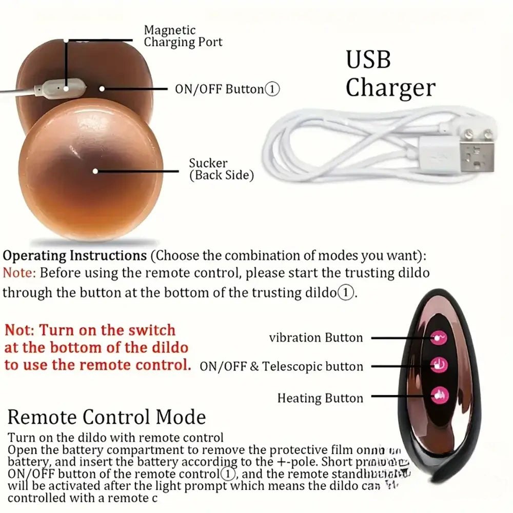 Ebony silicone vibrating thrusting dildo with remote, photo 3