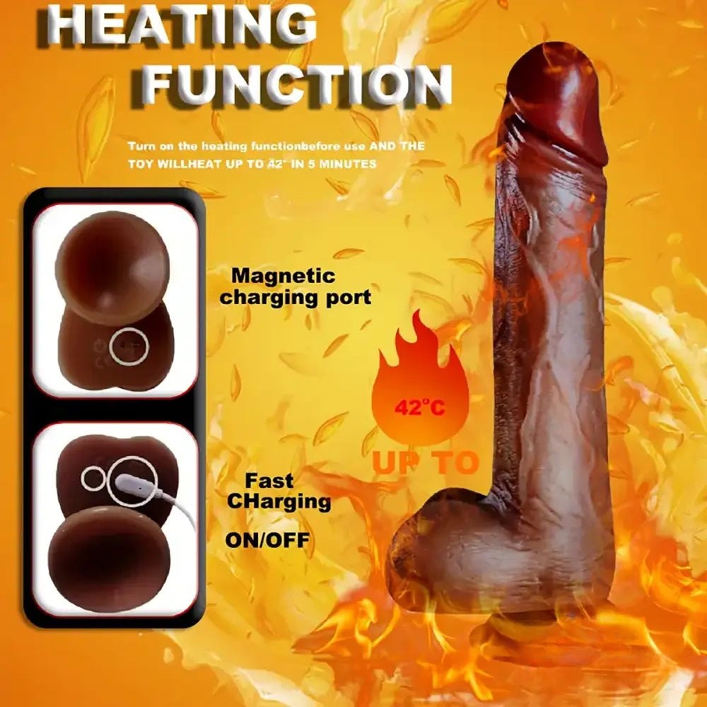 Ebony silicone vibrating thrusting dildo with remote, photo 4