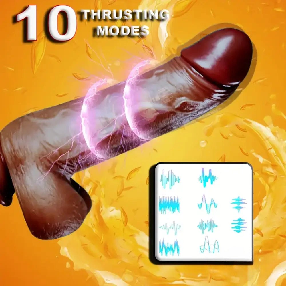 Ebony silicone vibrating thrusting dildo with remote, photo 6