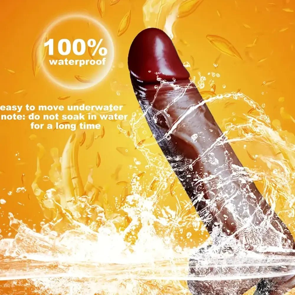 Ebony silicone vibrating thrusting dildo with remote, photo 8