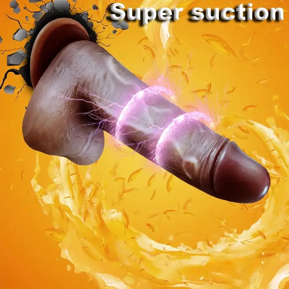 Ebony silicone vibrating thrusting dildo with remote, photo 9