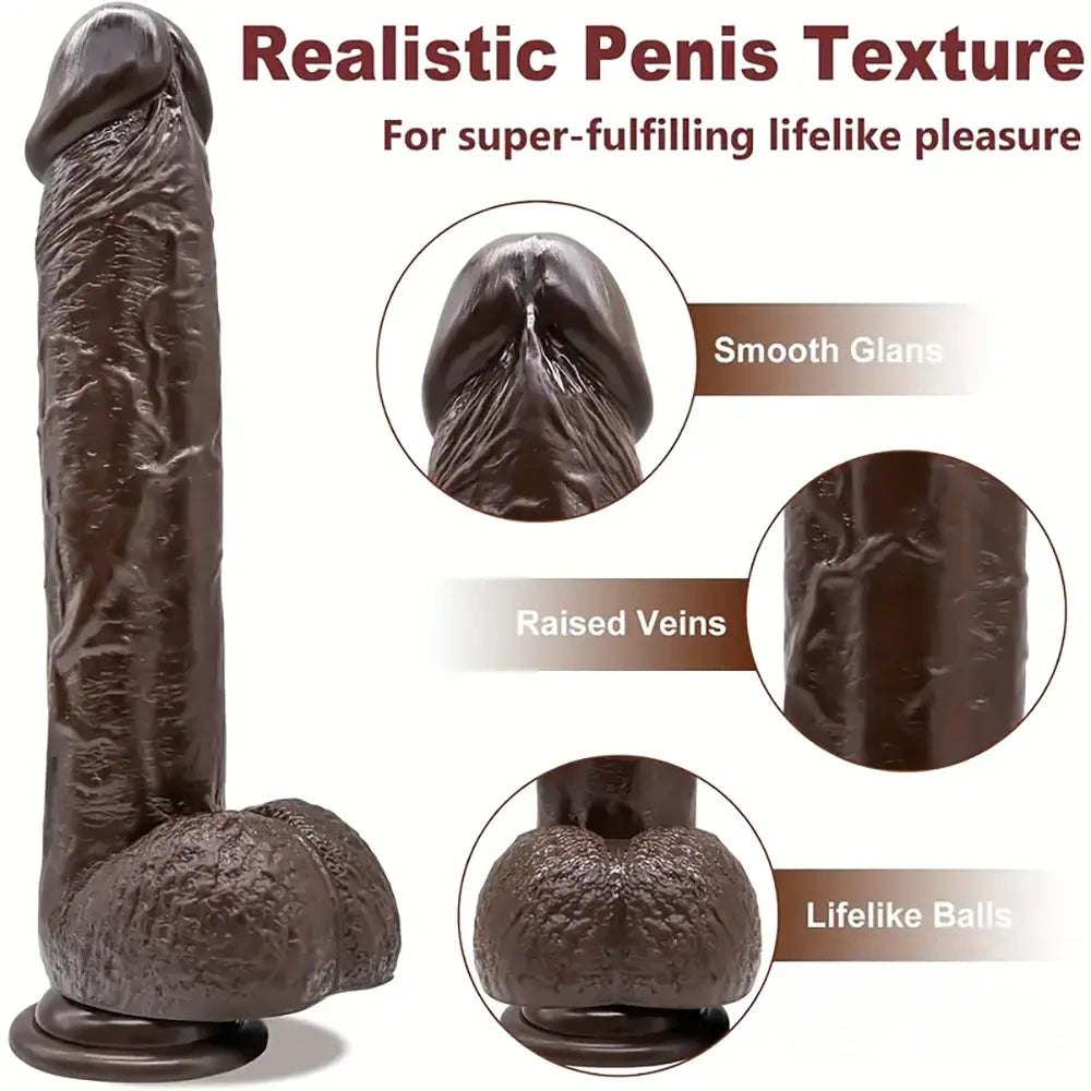 Ebony tone curved realistic dildo, photo 2
